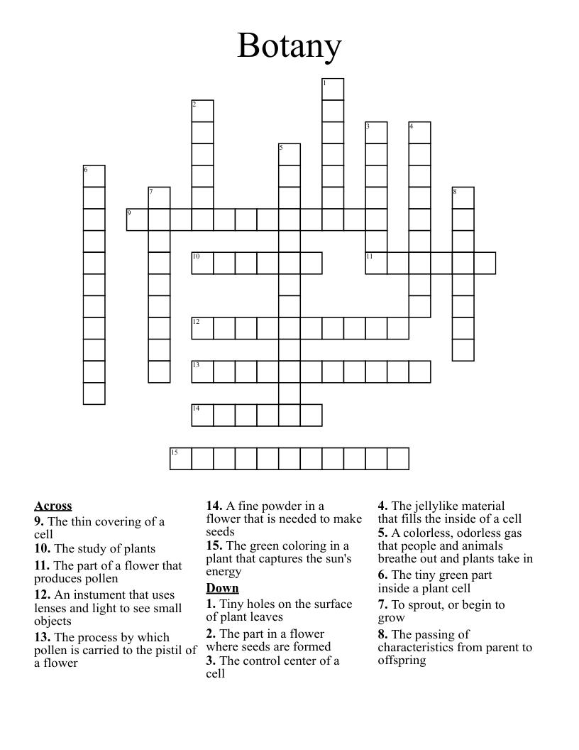Botany Crossword