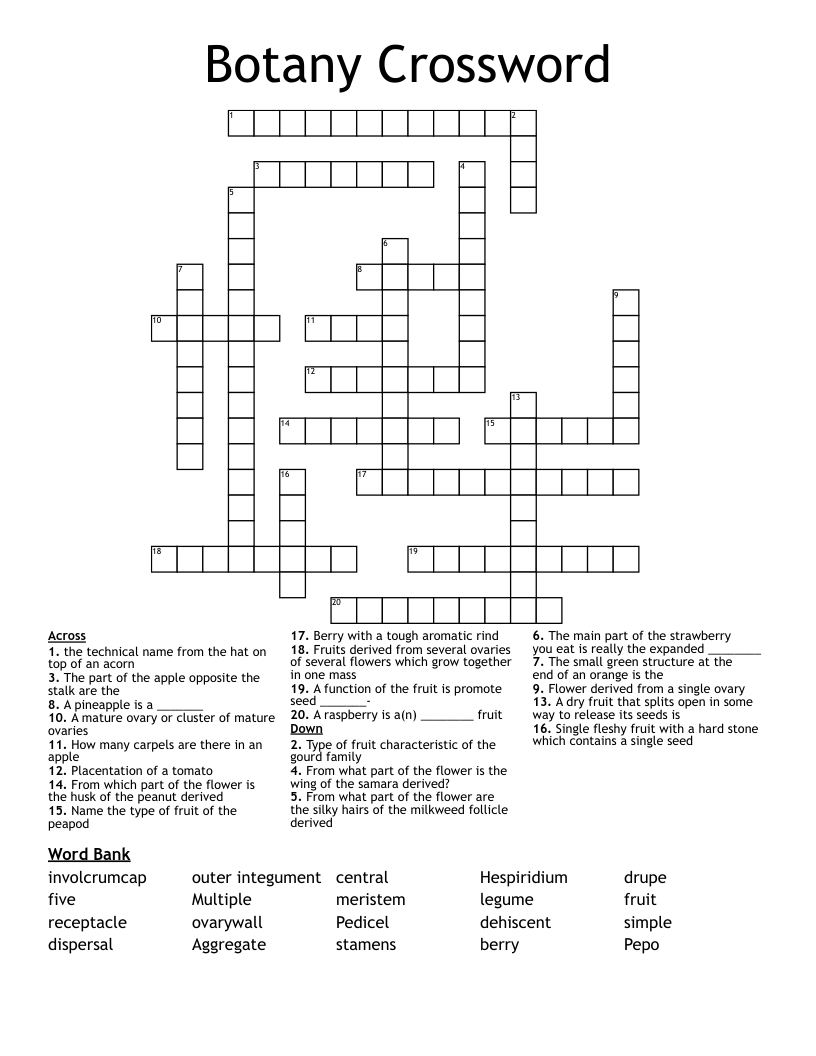 Botany Crossword