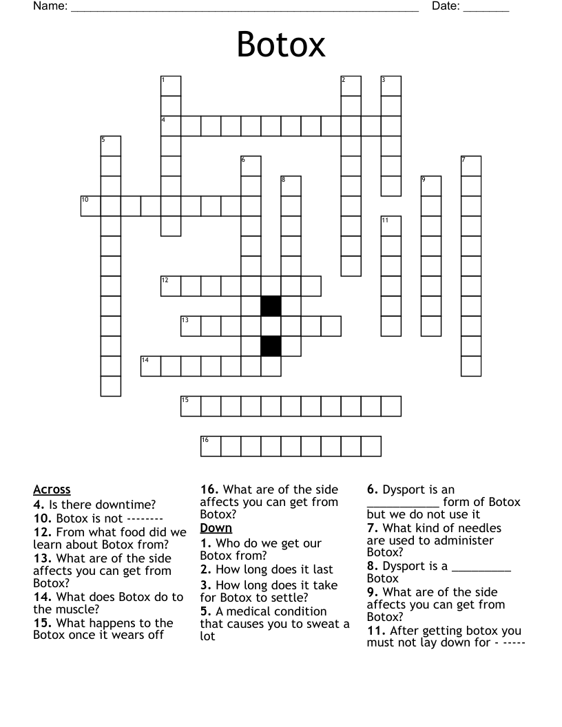 Botox Crossword
