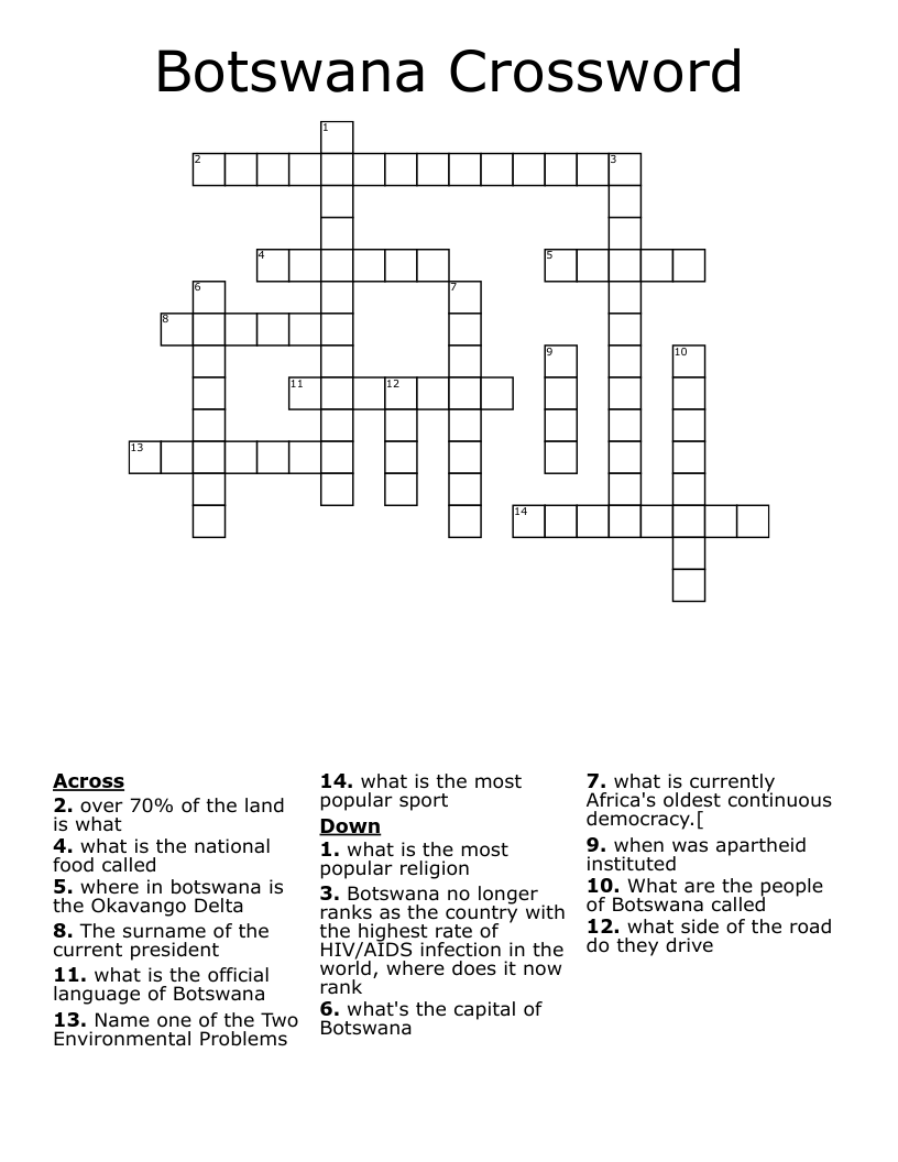 Botswana Crossword