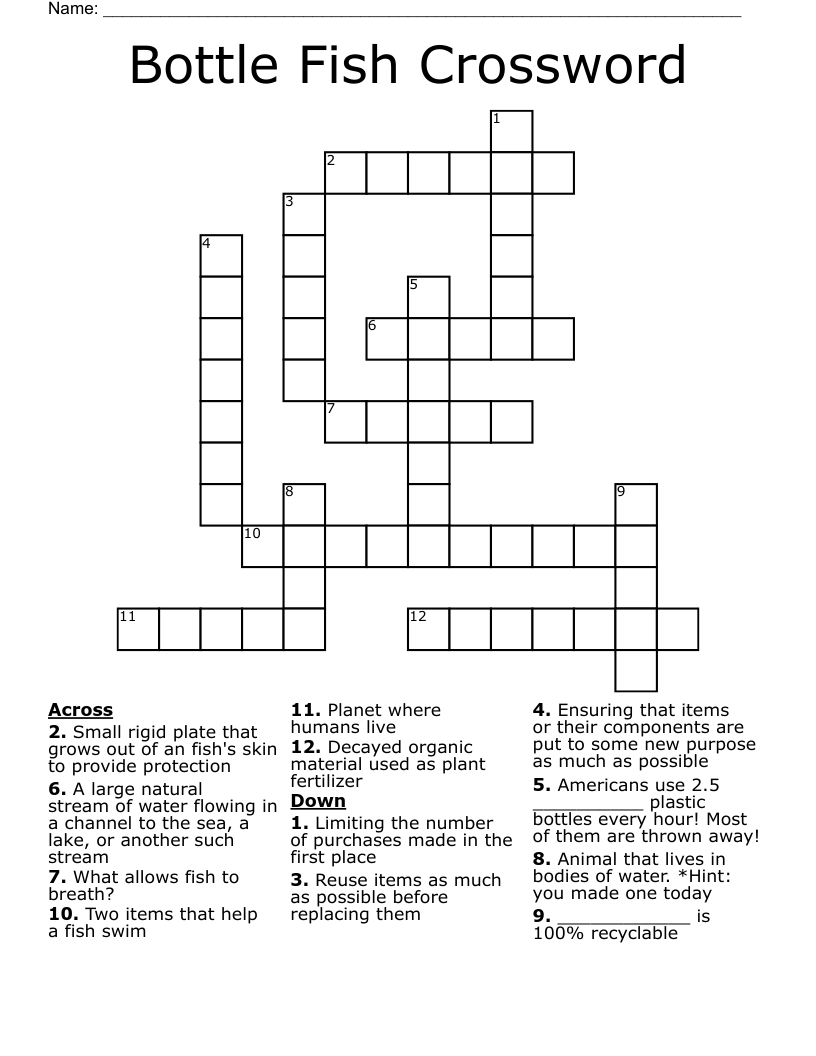Bottle Fish Crossword