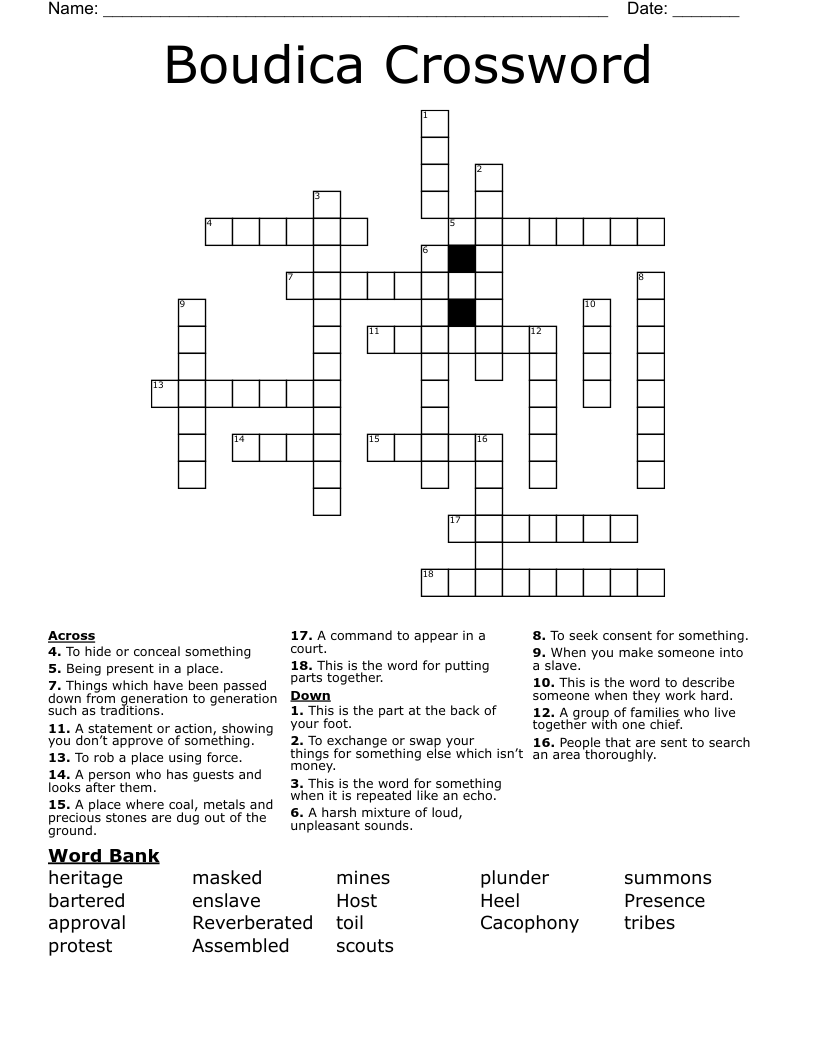 Boudica Crossword