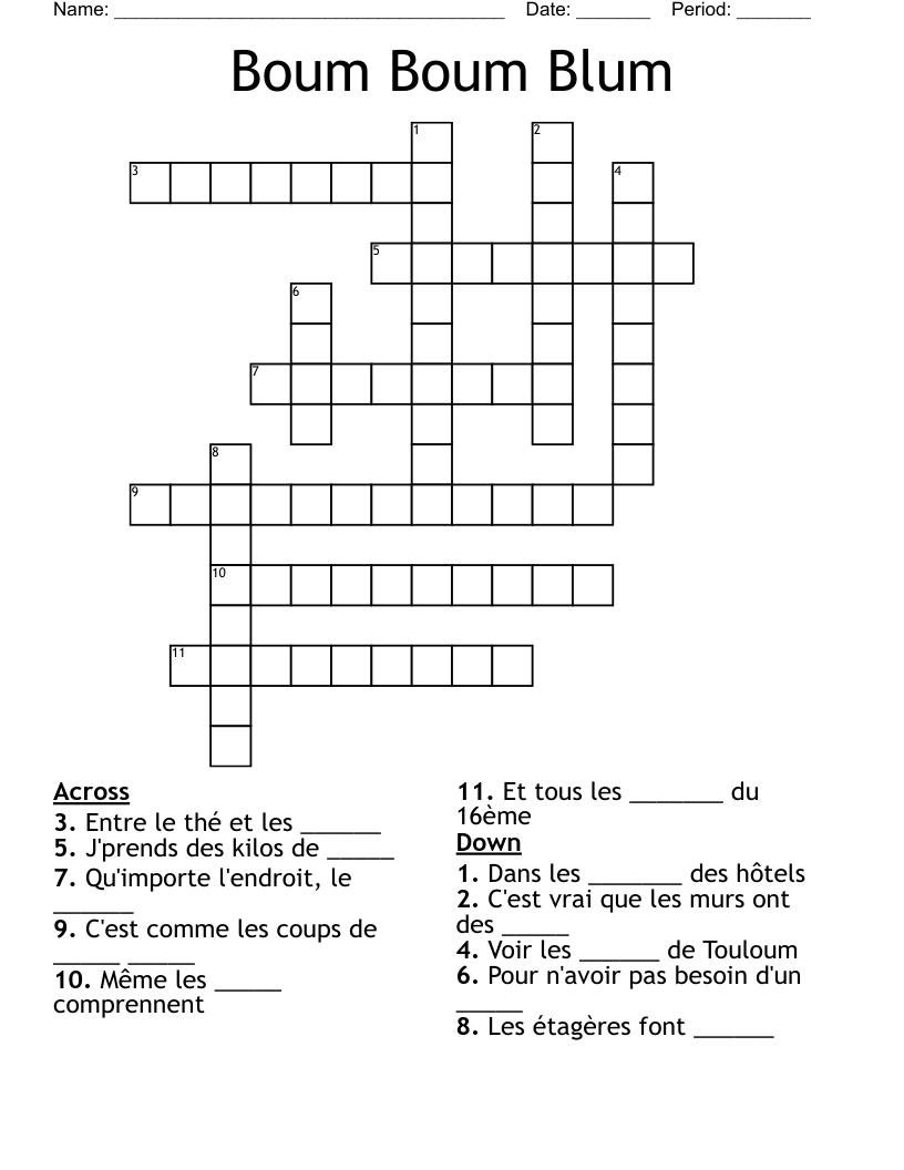 Boum Boum Blum Crossword