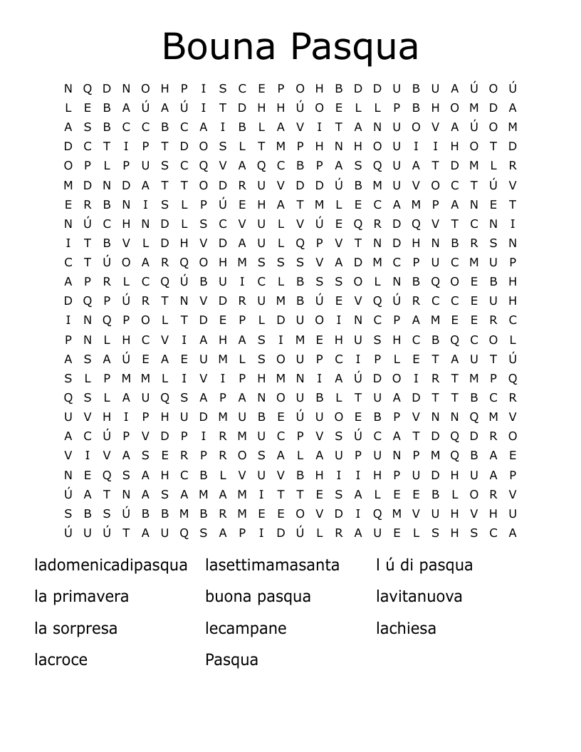 Bouna Pasqua Word Search