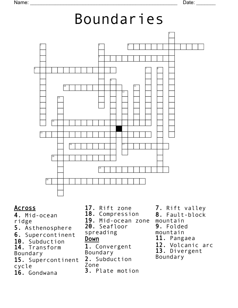 Boundaries  Crossword