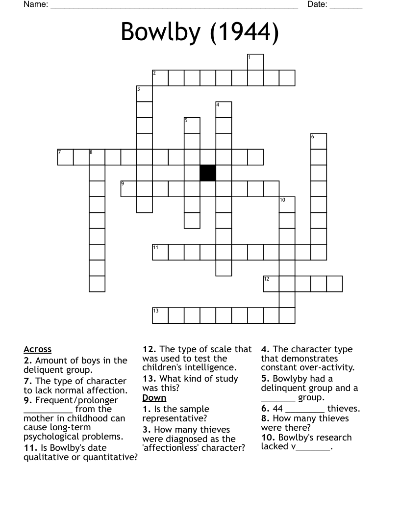 Bowlby (1944) Crossword