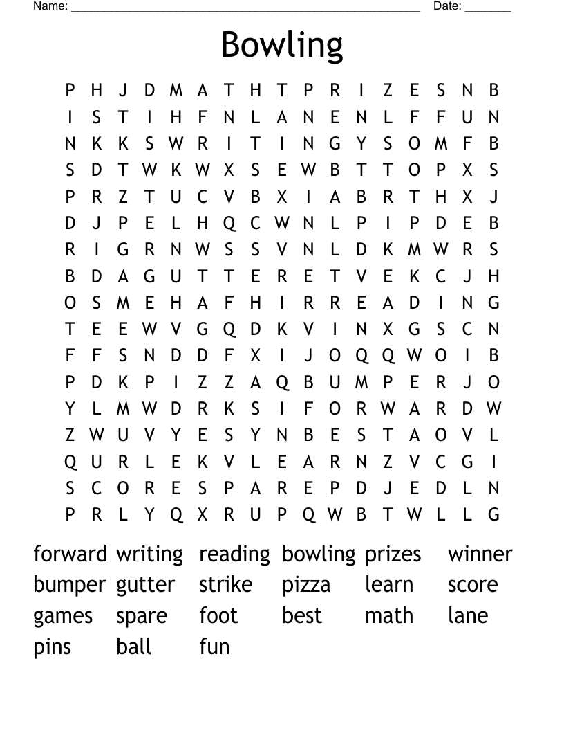 Bowling Word Search