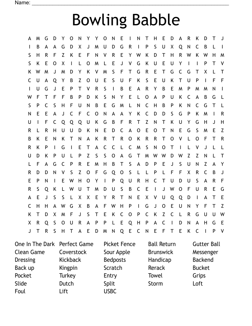 Bowling Babble Word Search