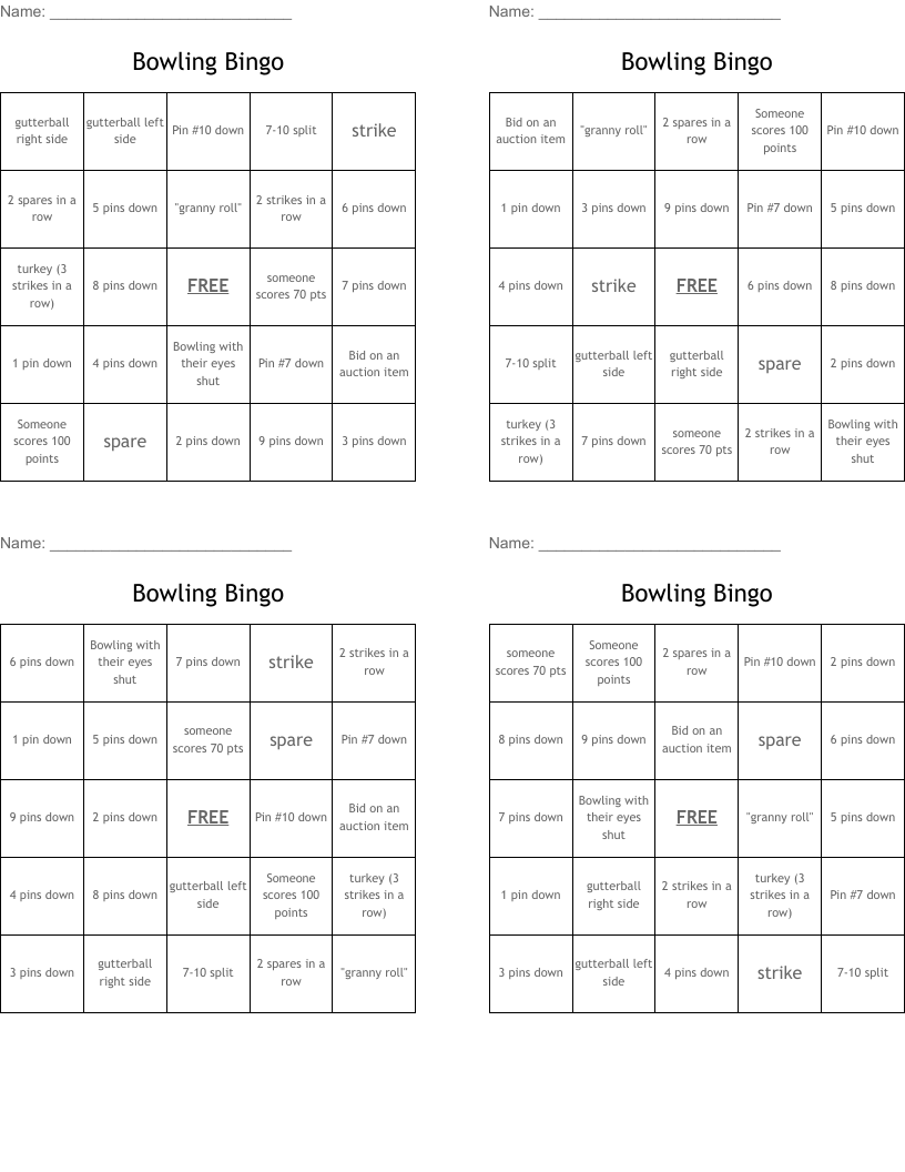 Bowling Bingo