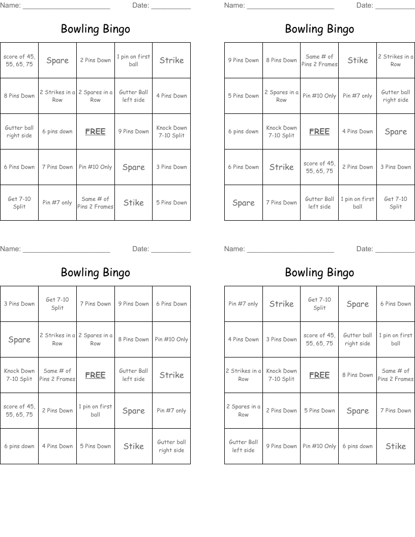 Bowling Bingo