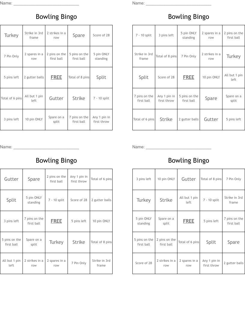 Bowling Bingo