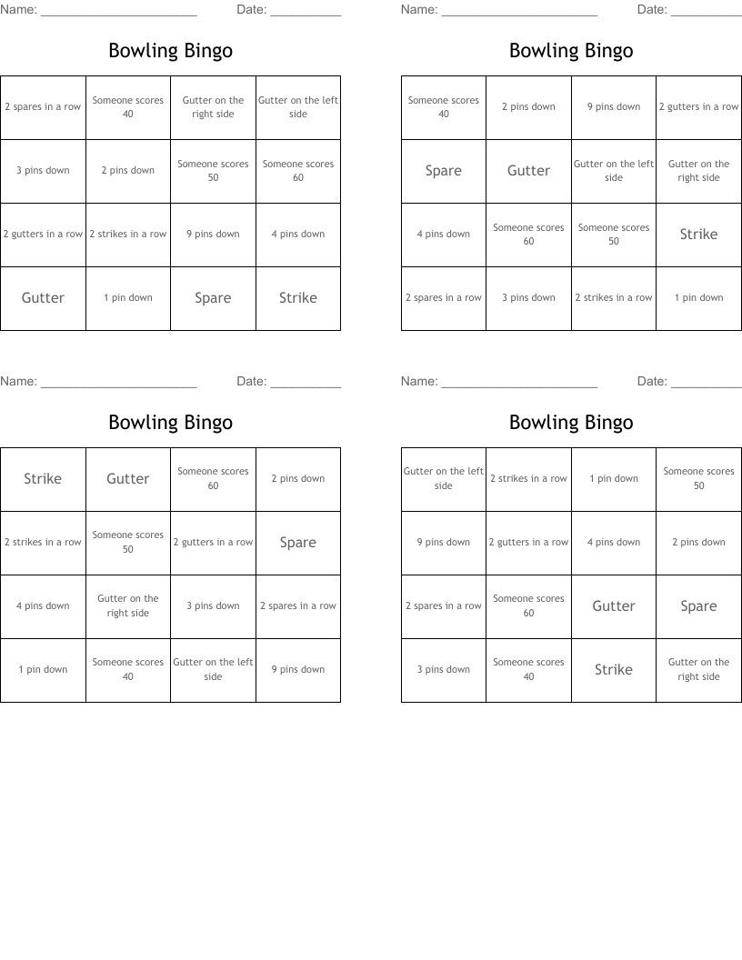 Bowling Bingo