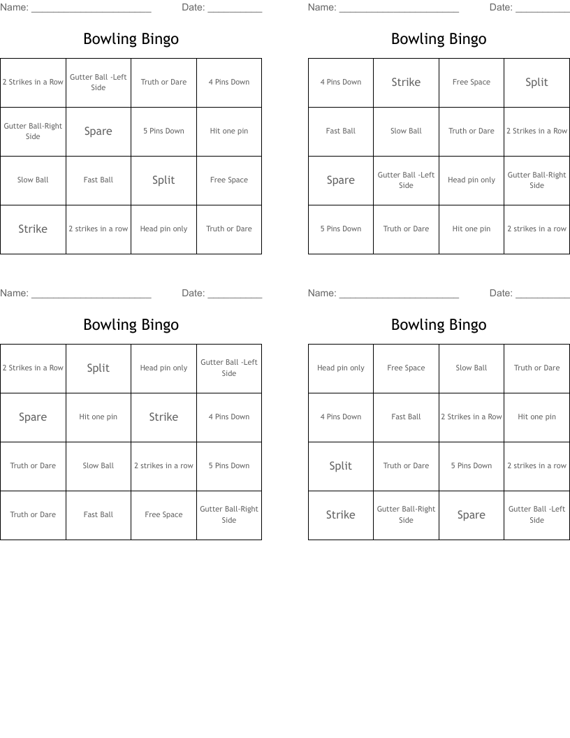 Bowling Bingo
