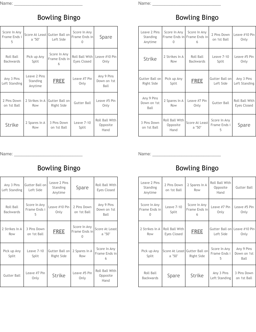 Bowling Bingo