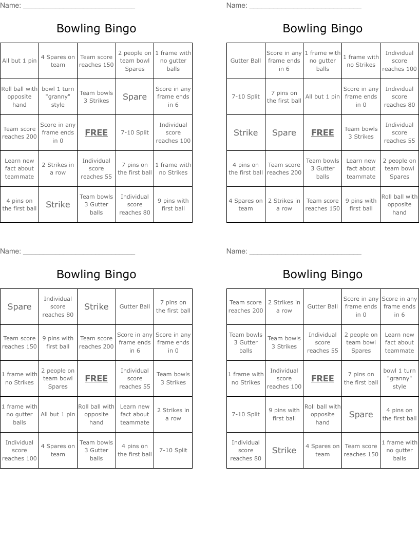 Bowling Bingo