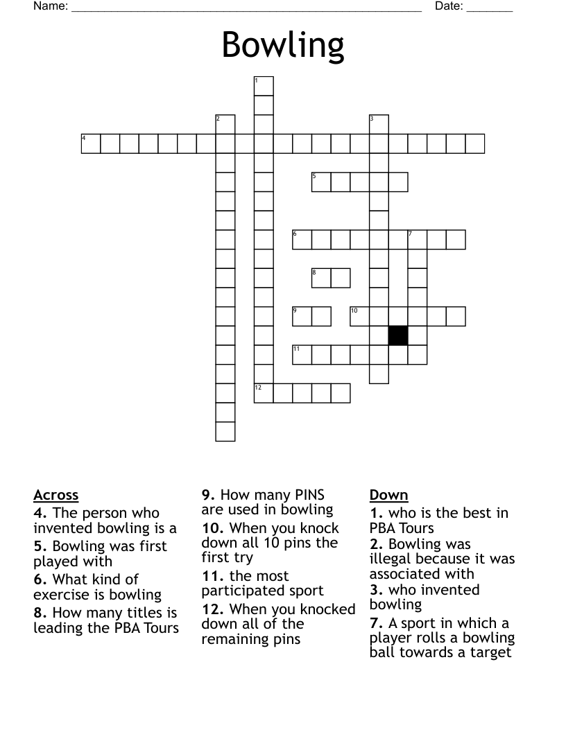 Bowling  Crossword
