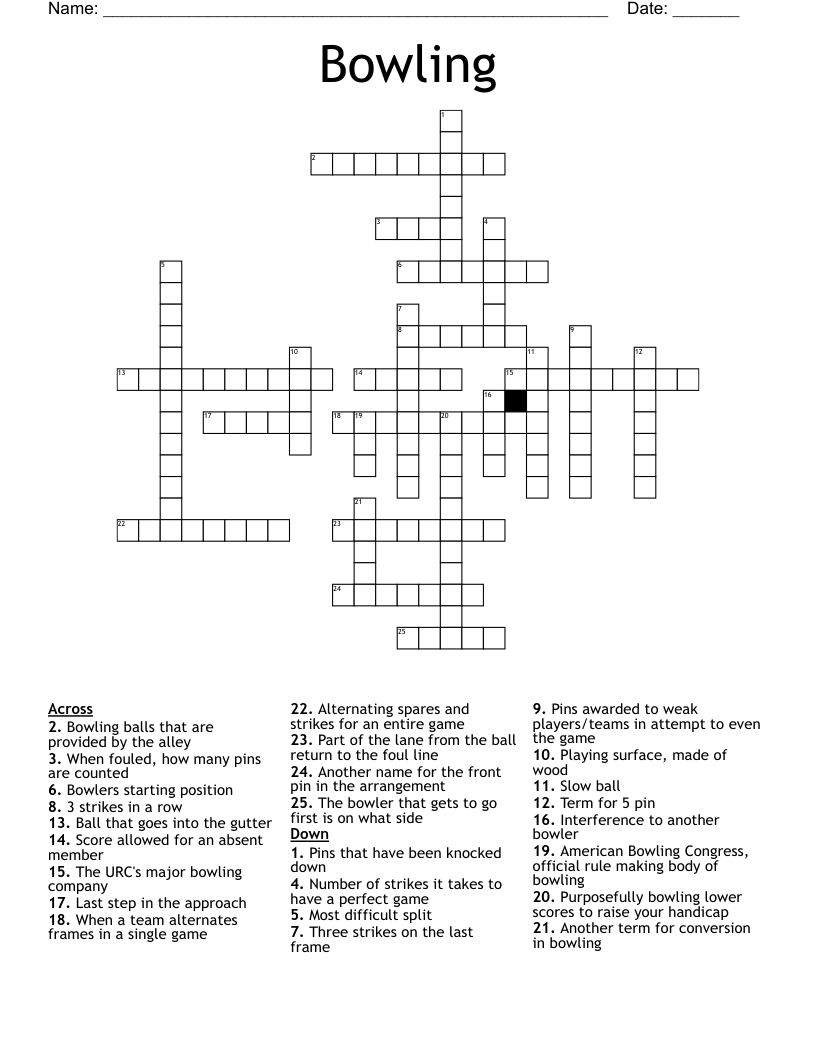 Bowling  Crossword