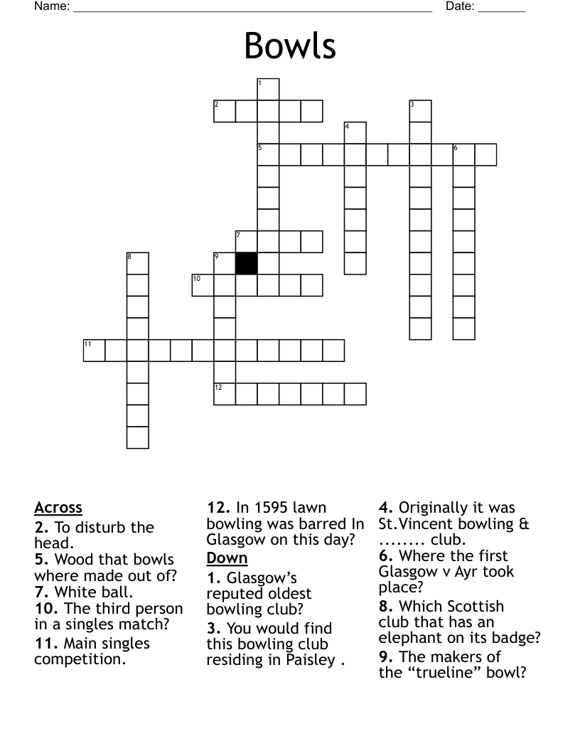 Bowls Crossword