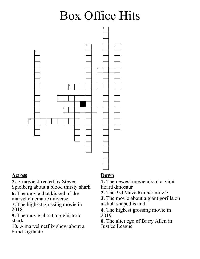 Box Office Hits Crossword