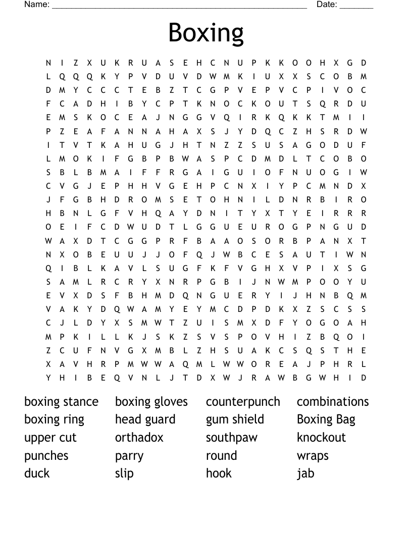 Boxing Word Search