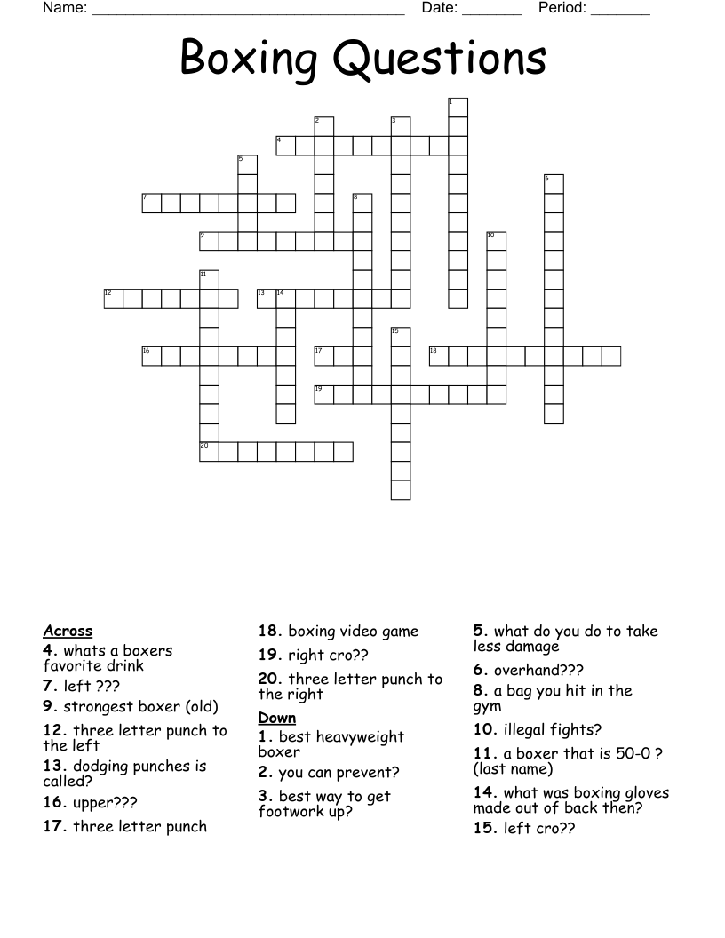 Boxing Questions Crossword