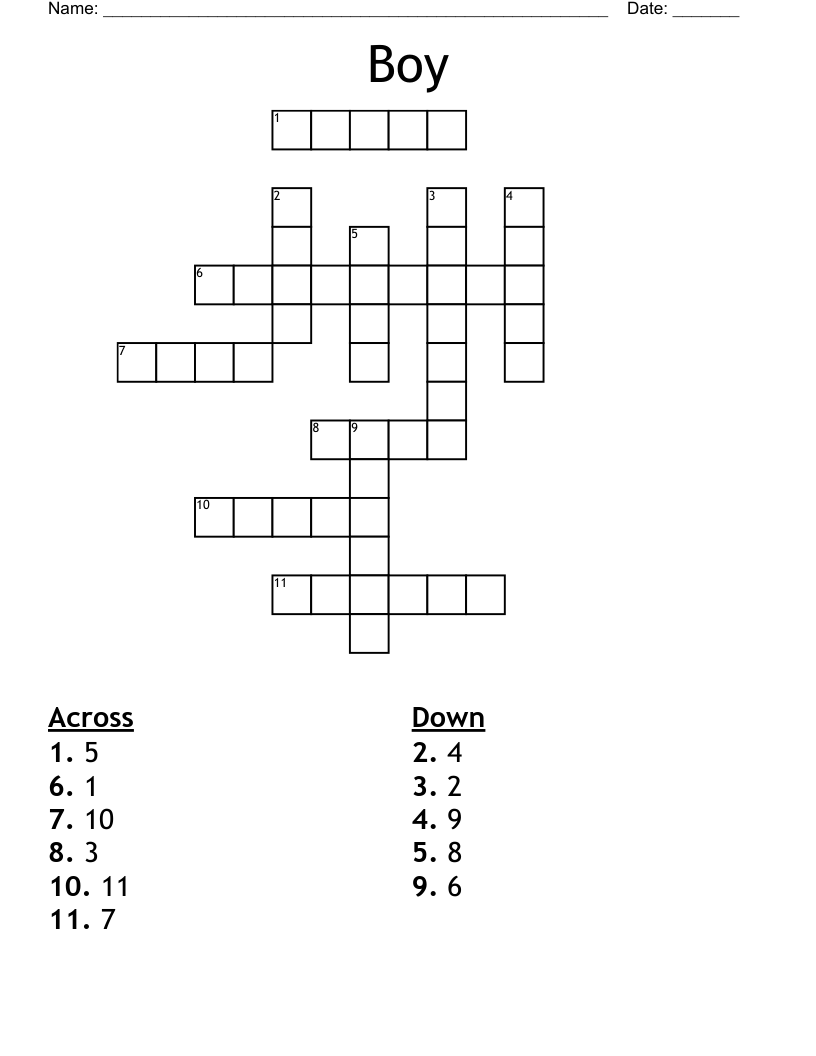 Boy Crossword