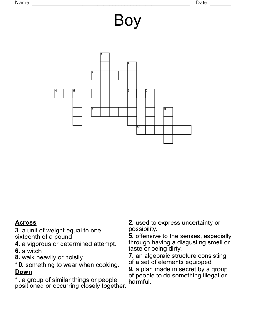 Boy Crossword