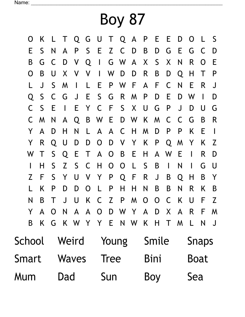 Boy 87 Word Search