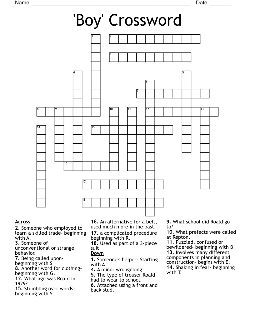 'Boy' Crossword