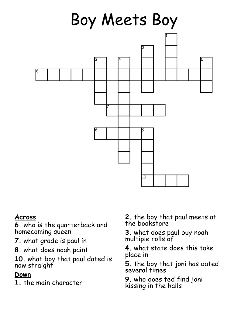 Boy Meets Boy Crossword