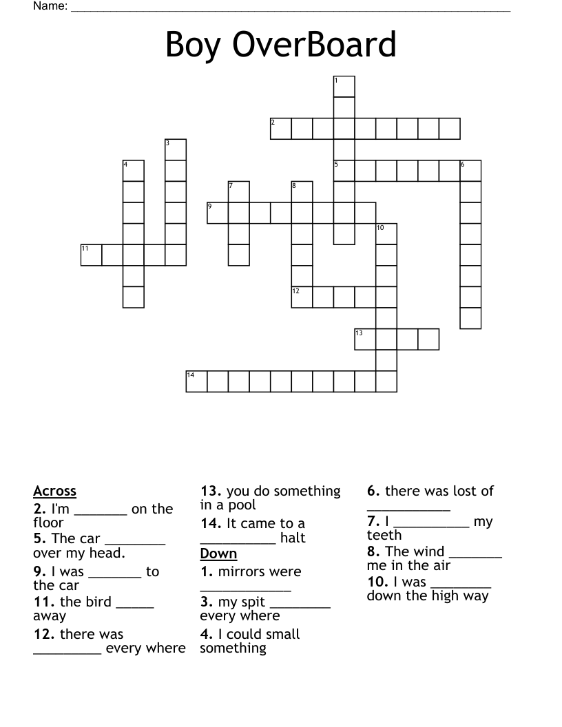 Boy OverBoard Crossword