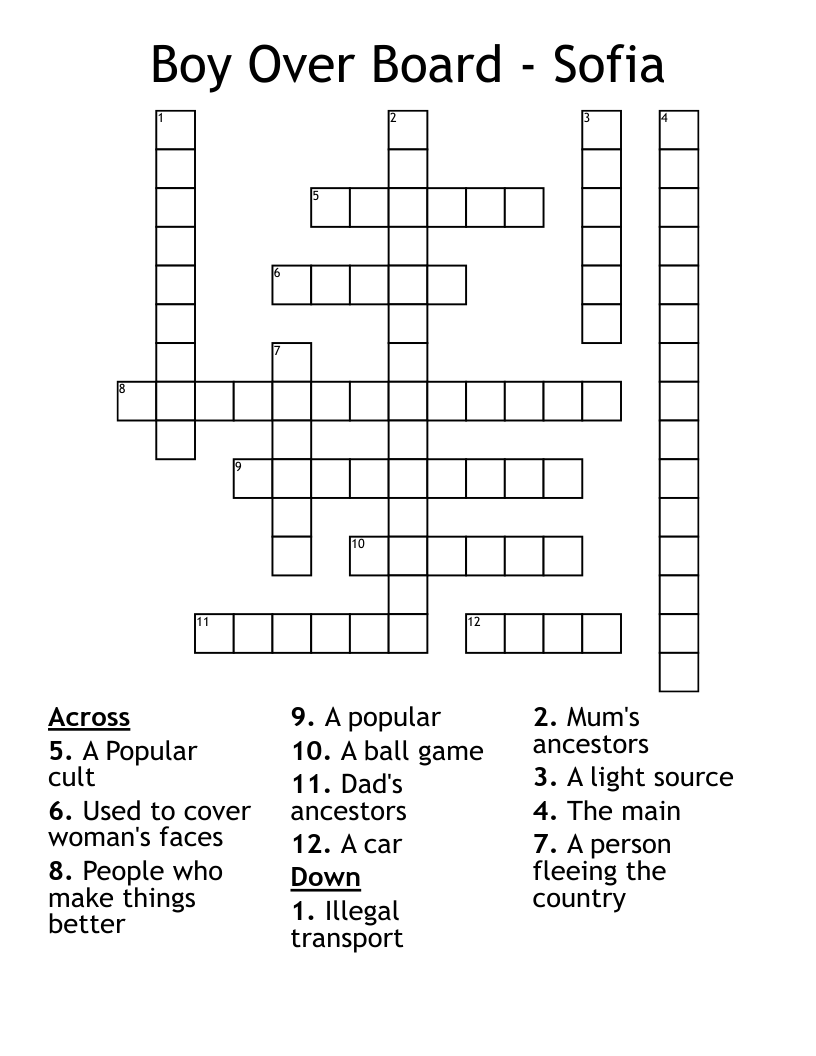 Boy Over Board - Sofia Crossword