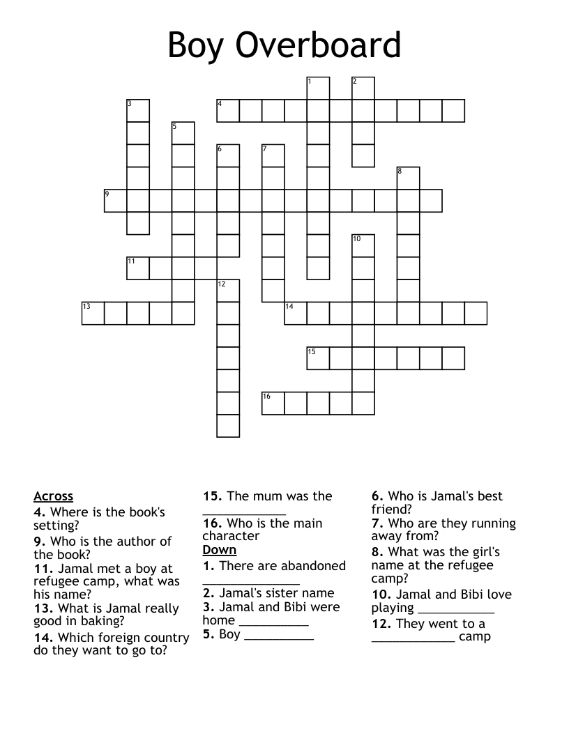 Boy Overboard Crossword