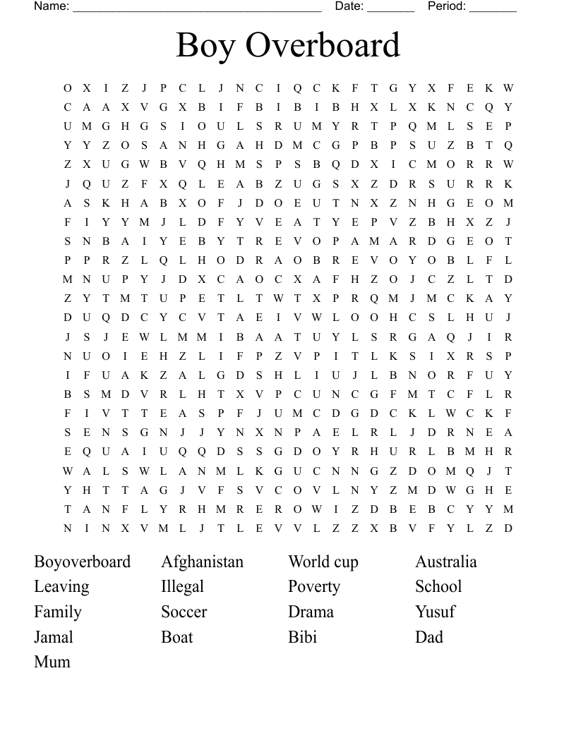 Boy Overboard Word Search