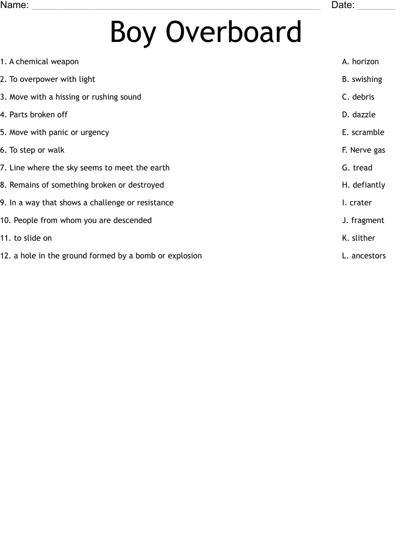 Boy Overboard  Worksheet