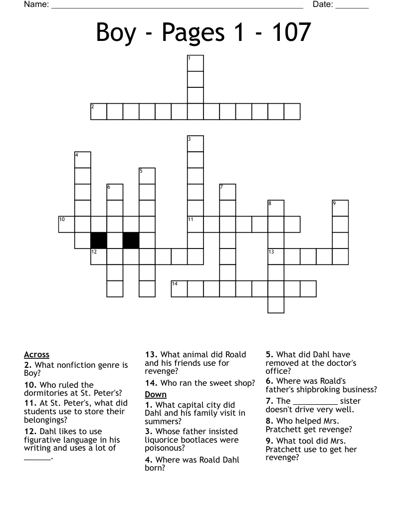 Boy - Pages 1 - 107 Crossword