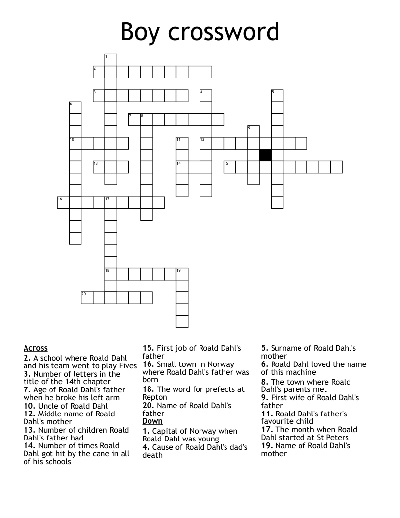 Boy crossword