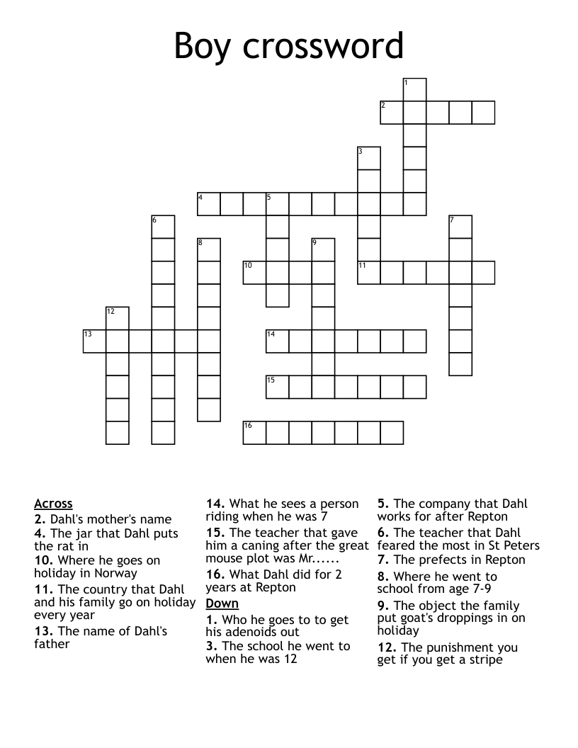Boy crossword