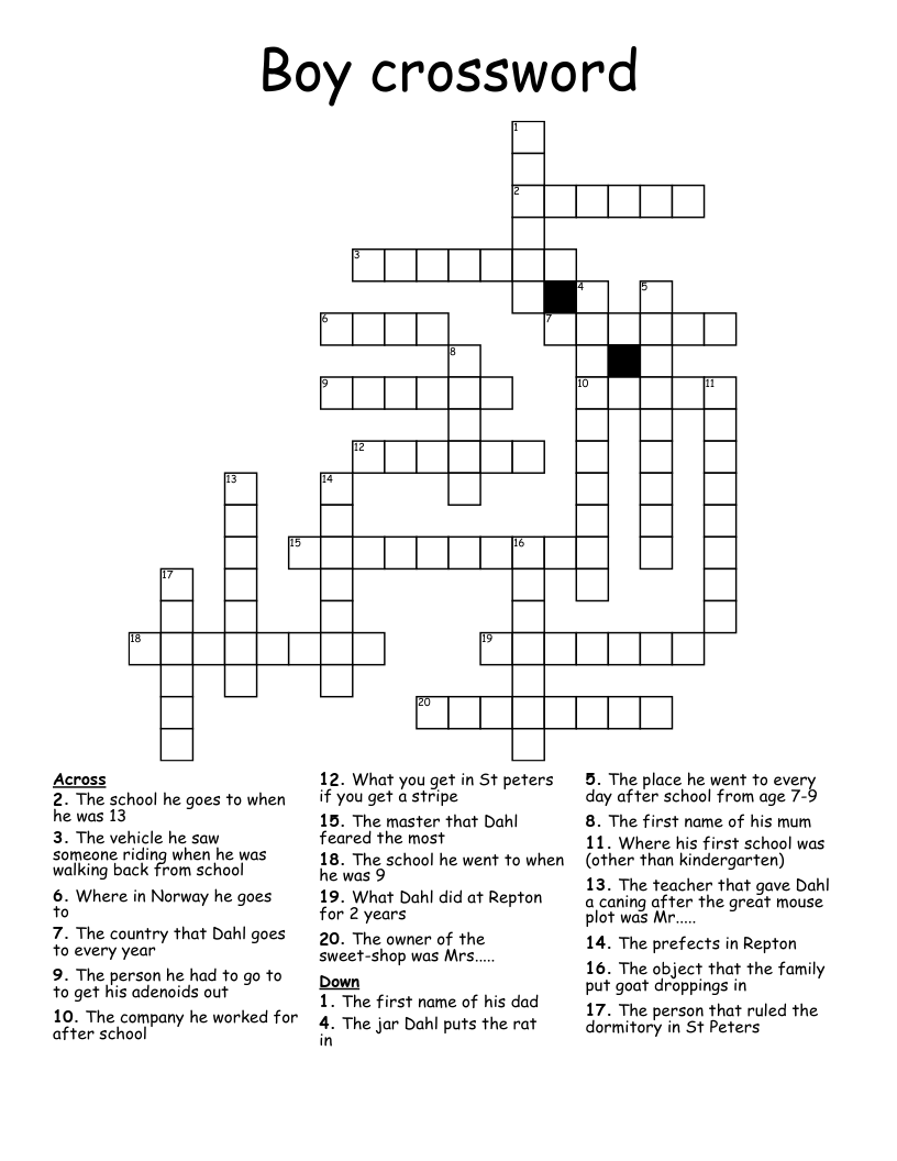 Boy crossword