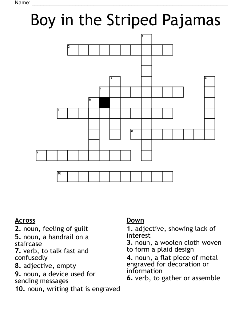 Boy in the Striped Pajamas Crossword