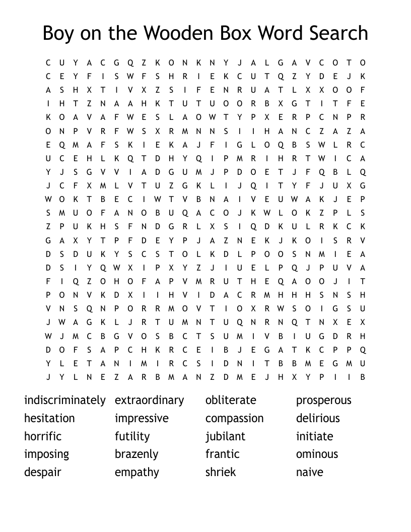 Boy on the Wooden Box Word Search
