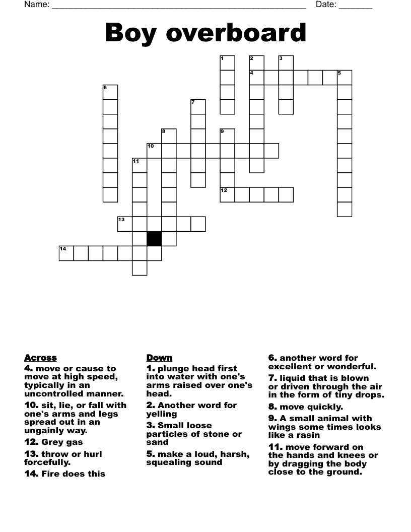 Boy overboard Crossword