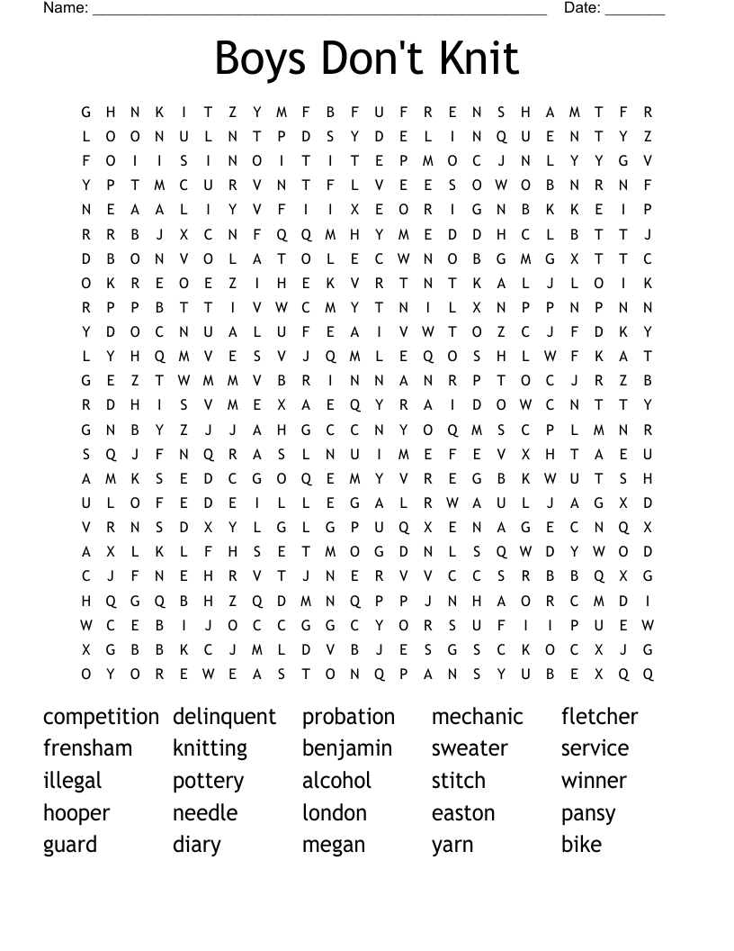 Boys Don't Knit Word Search