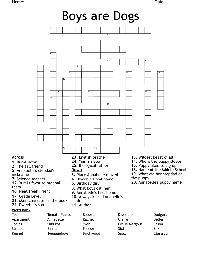 Boys are Dogs Crossword