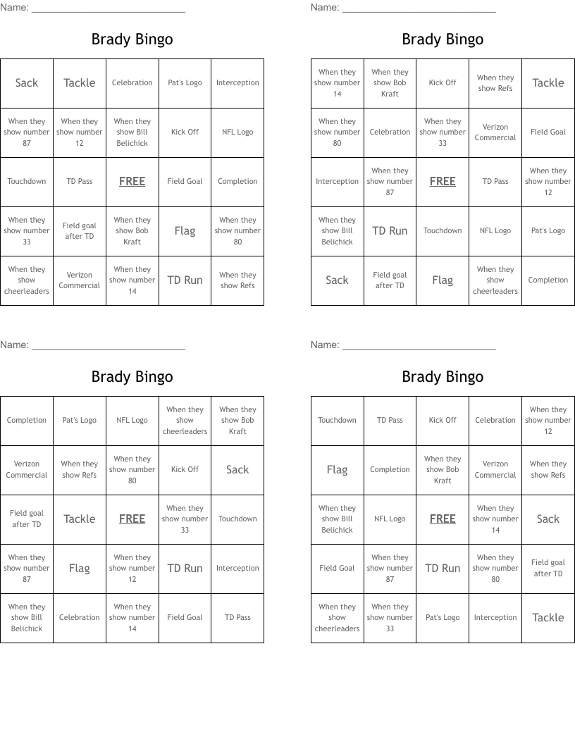 Brady Bingo