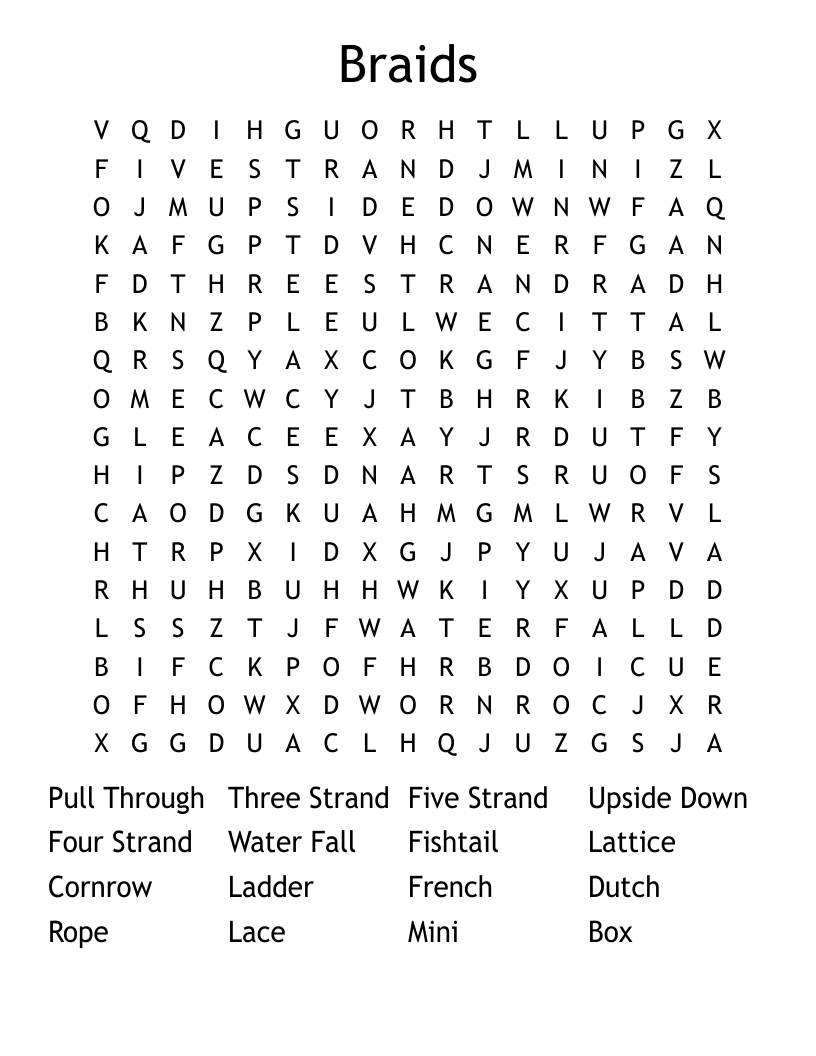 Braids  Word Search