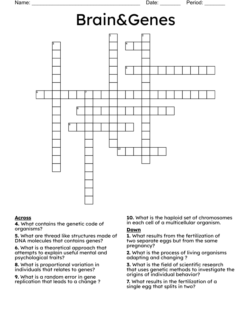 Brain&Genes Crossword