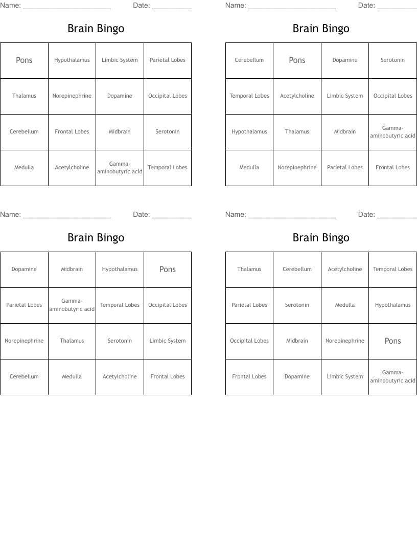 Brain Bingo