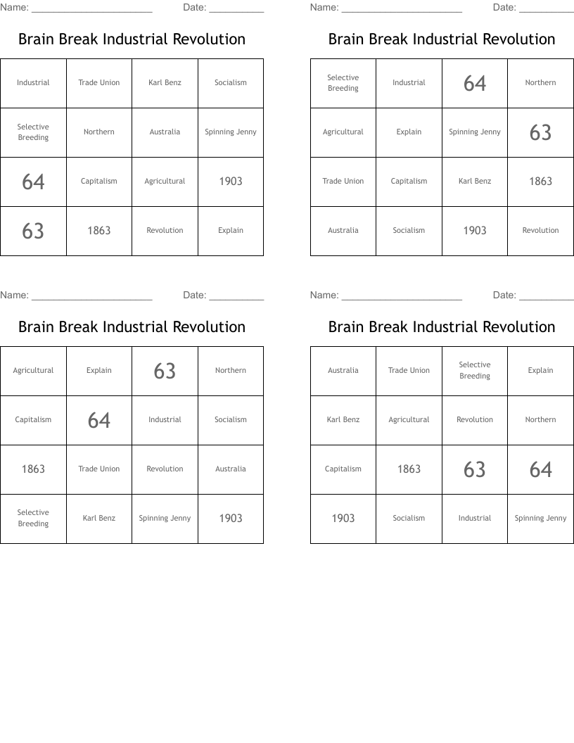 Brain Break Industrial Revolution