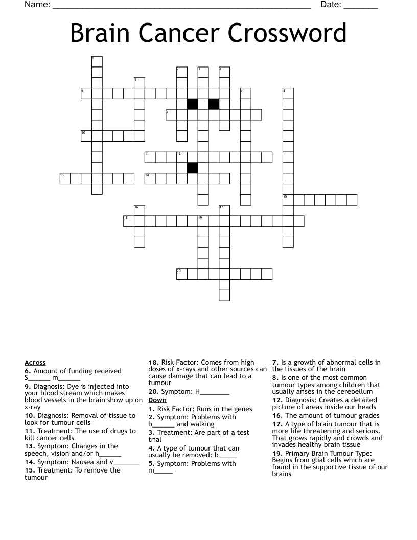 Brain Cancer Crossword